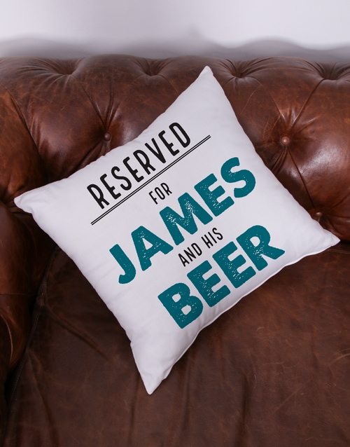 Personalised Reserved For Him Scatter Cushion