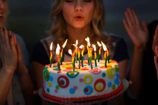 birthday girl with cake