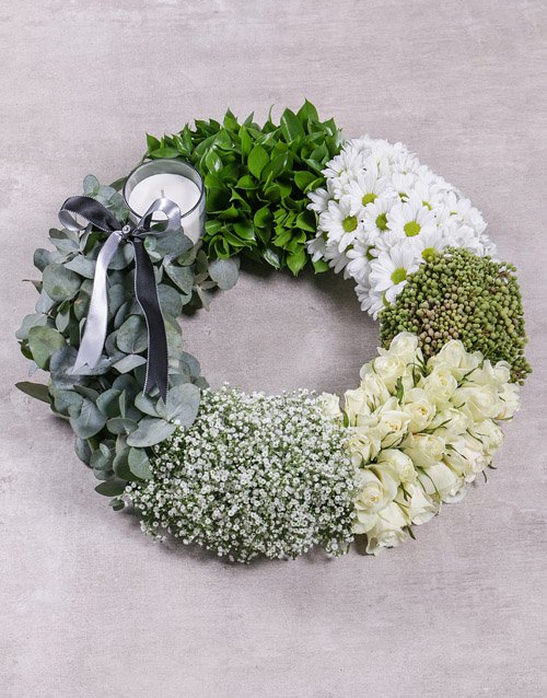 flowers Green and White Sympathy Wreath