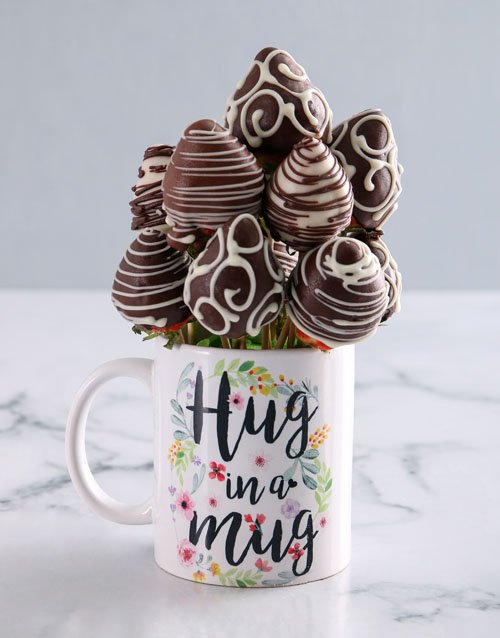 friendship Dipped Strawberries in a Mug