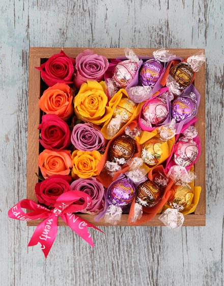 birthday Delightful Roses and Lindt Crate