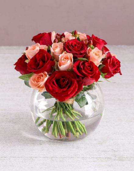 Romantic Roses in Fish Bowl