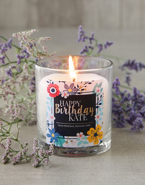 Personalised Floral Happy Birthday Scented Candle