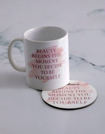 Be Yourself Personalised Mug And Coaster Set
