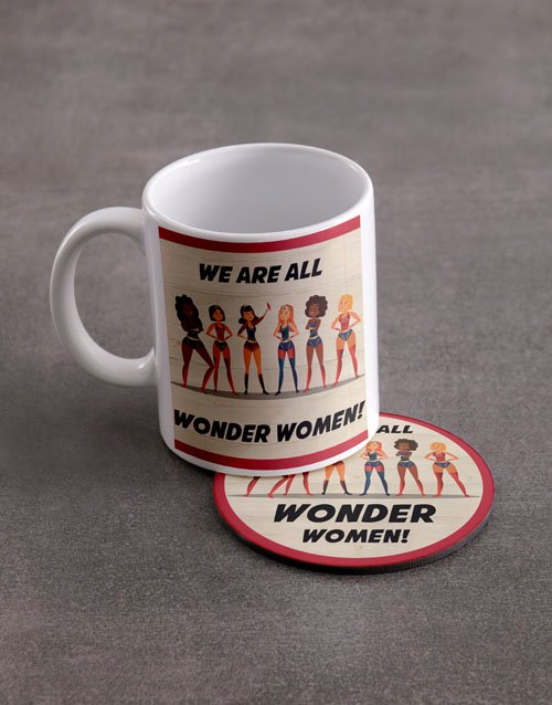 Wonder Women Personalised Mug And Coaster Set
