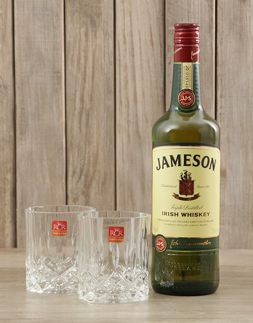 fine-alcohol Jameson Whiskey & Crystal Glasses