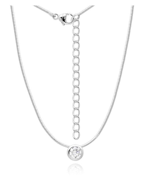 Silver Round Tube Cubic Snake Chain Necklace - Hamperlicious