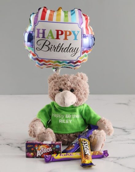 birthday Personalised Embroider Birthday Teddy Hamper