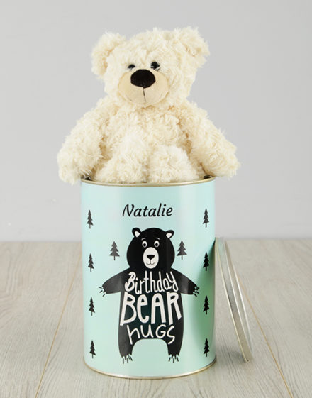 birthday Personalised Birthday Bear Hugs Teddy Tin