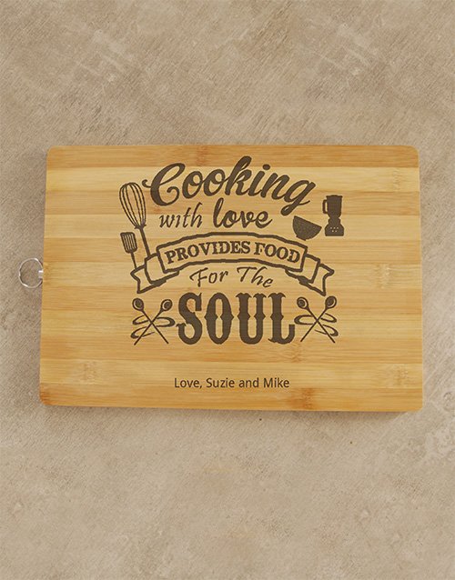 fathers-day Personalised Cooking With Love Chopping Board