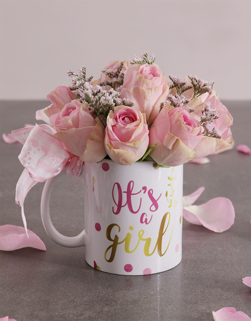 baby Pink Rose Arrangement in a Mug
