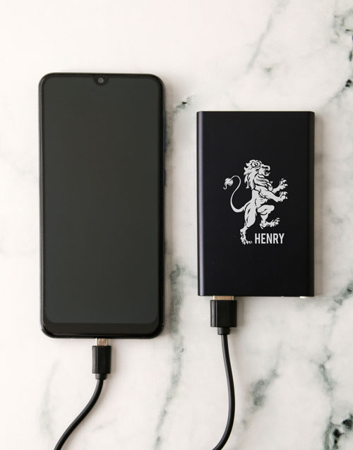 fathers-day Personalised Lionheart Black Powerbank