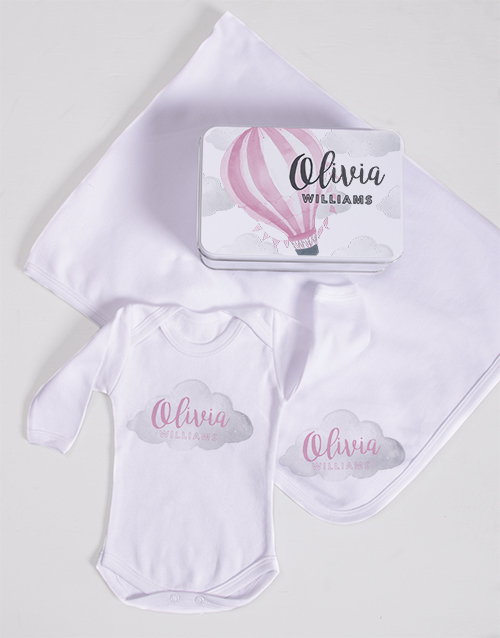 baby Personalised Pink Air Balloon Spoils Gift