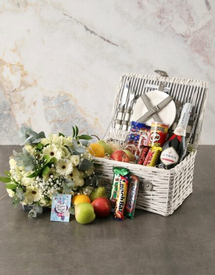 Special to Me Fruit Picnic Basket and Bouquet