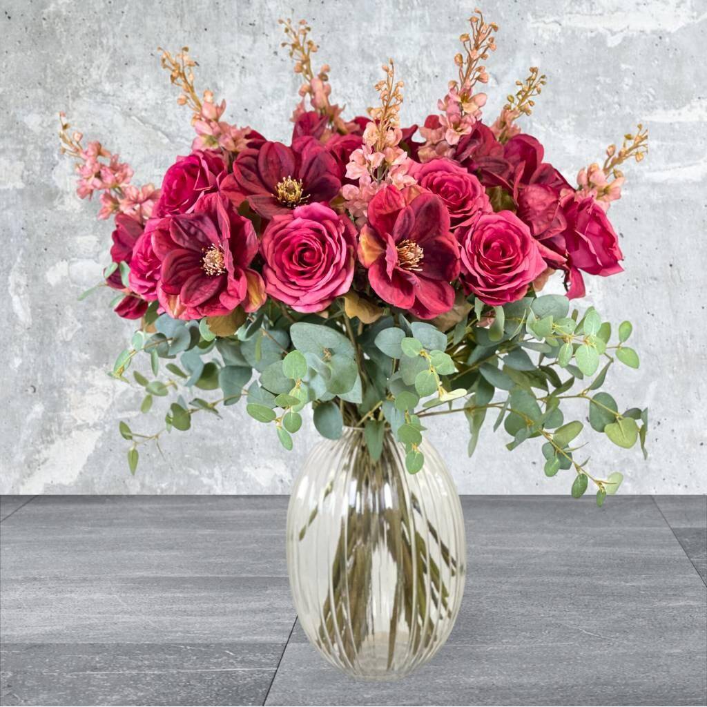 Pink and Burgundy Artificial Flower Arrangement