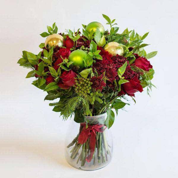 Christmas Flowers in a Glass Vase